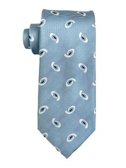 The Tie Hub - Men Light Blue Printed Bamboo Silk Necktie