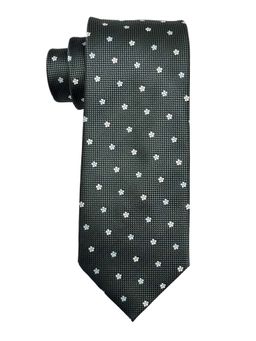 The Tie Hub - Men Black Floral Bamboo Silk Necktie
