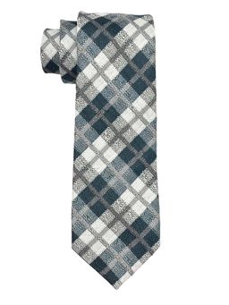 The Tie Hub - Men Green Checkered Bamboo Silk Necktie