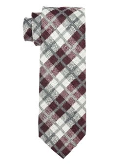 The Tie Hub - Men Maroon Checkered Bamboo Silk Necktie