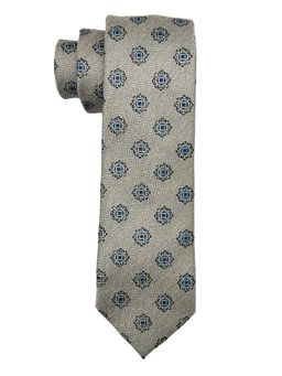 The Tie Hub - Men Beige Floral Bamboo Silk Necktie