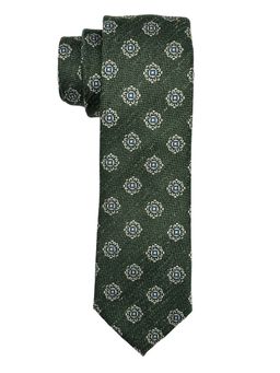 The Tie Hub - Men Green Floral Bamboo Silk Necktie