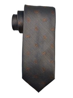The Tie Hub - Men Silk and Brown Houndstooth Necktie