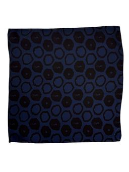 The Tie Hub - Men Navy Blue Printed Circle Silk Pocket Square