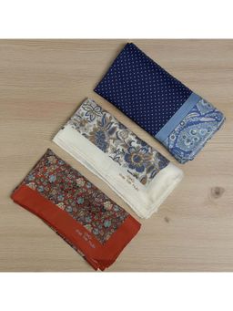 The Tie Hub - Men Multi-Color Floral Printed Pocket Squares (Pack of 3)