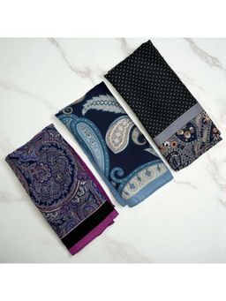 The Tie Hub - Men Multi-Color Paisley Printed Pocket Squares (Pack of 3)