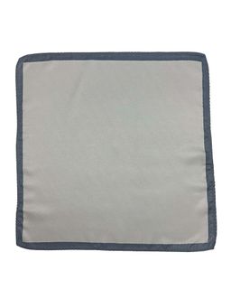 The Tie Hub - Men Light Grey Microfiber Pocket Square with Slate Border
