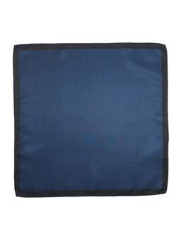 The Tie Hub - Men Navy Blue Microfiber Pocket Square with Black Border