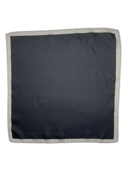 The Tie Hub - Men Black Microfiber Pocket Square with Light Grey Border