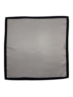 The Tie Hub - Men Light Grey Microfiber Pocket Square with Black Border