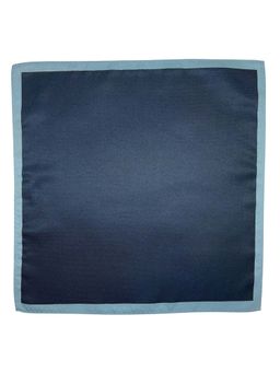 The Tie Hub - Men Dark Blue Microfiber Pocket Square with Light Blue Border