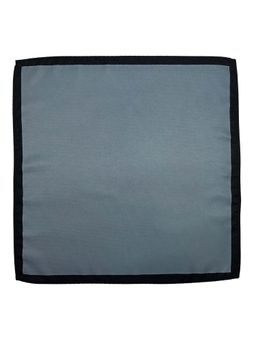The Tie Hub - Men Steel Grey Microfiber Pocket Square with Black Border
