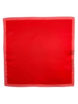 The Tie Hub - Men Bright Red Microfiber Pocket Square with Pink Border