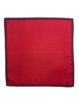 The Tie Hub - Men Deep Red Microfiber Pocket Square with Maroon Border