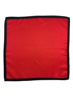 The Tie Hub - Men Bright Red Microfiber Pocket Square with Black Border