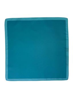 The Tie Hub - Men Teal Microfiber Pocket Square with Matching Border