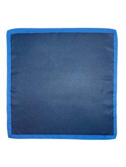 The Tie Hub - Men Dark Blue Microfiber Pocket Square with Light Blue Border