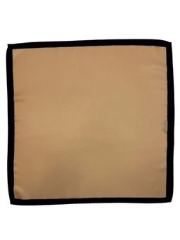 The Tie Hub - Men Beige Microfiber Pocket Square with Black Border