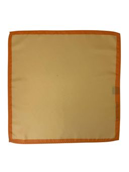 The Tie Hub - Men Beige Microfiber Pocket Square with Rust Border