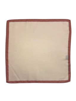 The Tie Hub - Men Beige Microfiber Pocket Square with Brown Border