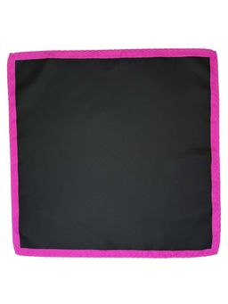 The Tie Hub - Men Black Microfiber Pocket Square with Pink Border