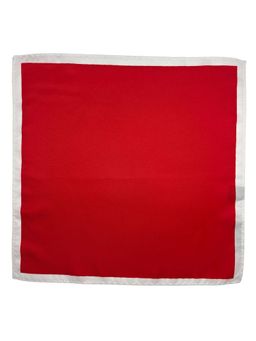 The Tie Hub - Men Red Microfiber Pocket Square with White Border