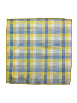 The Tie Hub - Men Yellow Checkered Microfiber Pocket Square