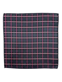 The Tie Hub - Men Pink and Grey Checkered Microfiber Pocket Square