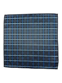 The Tie Hub - Men Blue and Grey Checkered Microfiber Pocket Square