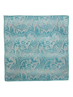 The Tie Hub - Men Turquoise Paisley Microfiber Pocket Square