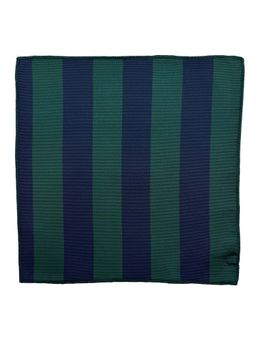 The Tie Hub - Men Green and Navy Blue Stripes Microfiber Pocket Square