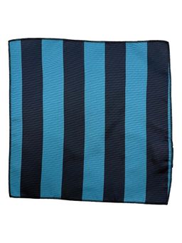 The Tie Hub - Men Blue and Navy Blue Stripes Microfiber Pocket Square