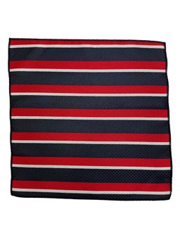 The Tie Hub - Men Red and Navy Blue Stripes Microfiber Pocket Square
