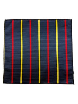 The Tie Hub - Men Navy Blue Stripes Microfiber Pocket Square