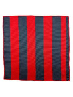 The Tie Hub - Men Red and Navy Blue Stripes Microfiber Pocket Square