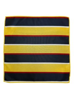 The Tie Hub - Men Yellow and Nay Blue Stripes Microfiber Pocket Square