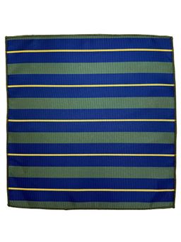 The Tie Hub - Men Blue and Green Stripes Microfiber Pocket Square
