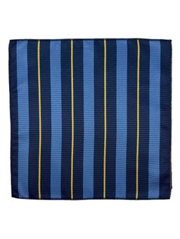 The Tie Hub - Men Blue and Navy Blue Stripes Microfiber Pocket Square