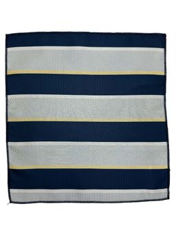 The Tie Hub - Men Grey and Navy Blue Stripes Microfiber Pocket Square