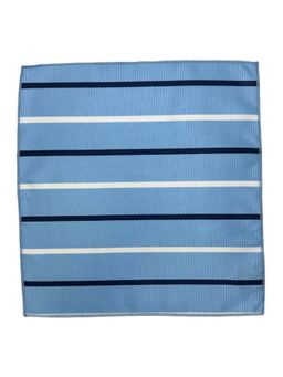 The Tie Hub - Men Sky Blue Stripes Microfiber Pocket Square
