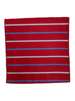 The Tie Hub - Men Red and Blue Stripes Microfiber Pocket Square