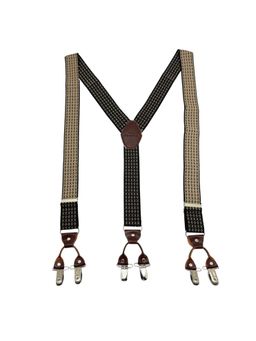 The Tie Hub - Men Black Tic Tac Toe Y-Back Clip On Slim Suspender