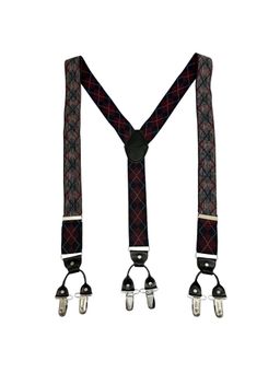 The Tie Hub - Men Maroon Checkered Y-Back Adjustable Suspender