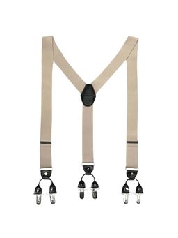 The Tie Hub - Men Beige Solid with Black Leather Detailing Suspender