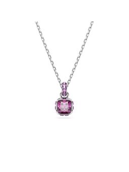 SWAROVSKI - Birthstone Pendent, Square Cut, February, Purple, Rhodium Plated