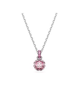 SWAROVSKI - Birthstone Pendent, Square Cut, October, Pink, Rhodium Plated