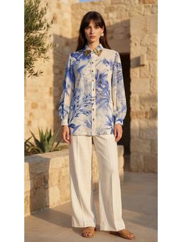 Basanti Kapde aur Koffee - Women Muslin White Embellished Shirt