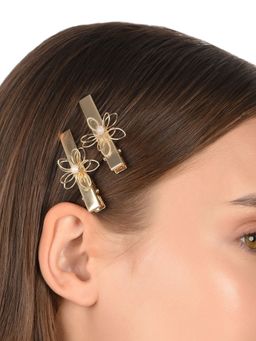 Lilly & Sparkle - Gold-Toned Floral Hair Clips