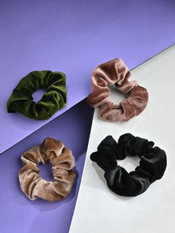 Lilly & Sparkle - Women's Multicolor Set Of 4 Velvet Hair Scrunchies