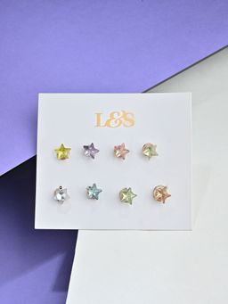 Lilly & Sparkle - Set Of 8 Floral Metallic Hair Clips